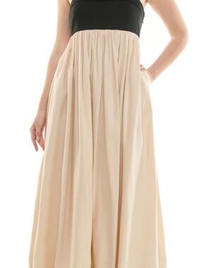 Taylor Maxi Dress in Black and Cream